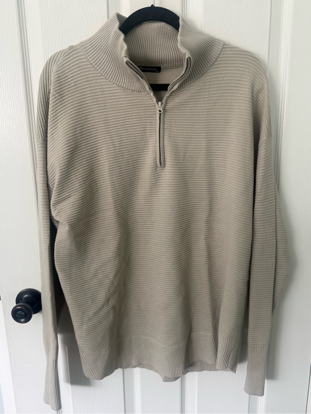 Pretty Garden Beige 1/4 Zip Pullover Sweater XXL